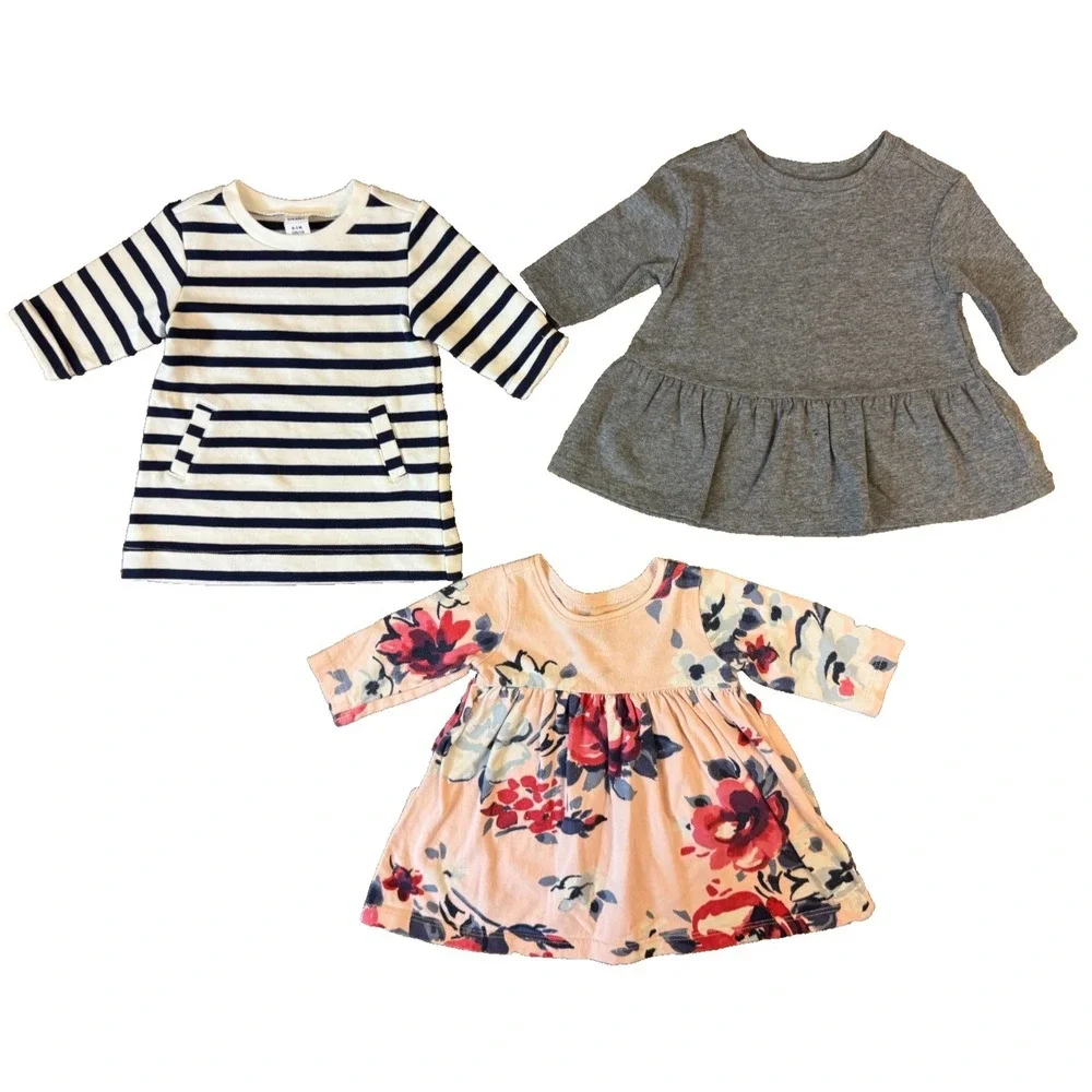 Old Navy Baby Girl Fall Dresses 0/3 Months Long‎ Sleeved Lot Outfits Bundle